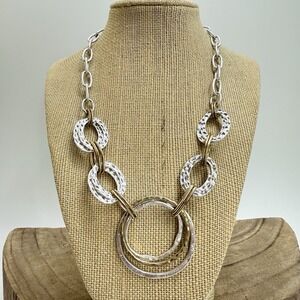 Stella & Ruby Statement Necklace Mixed Metal Silver & Gold tone Large Rings